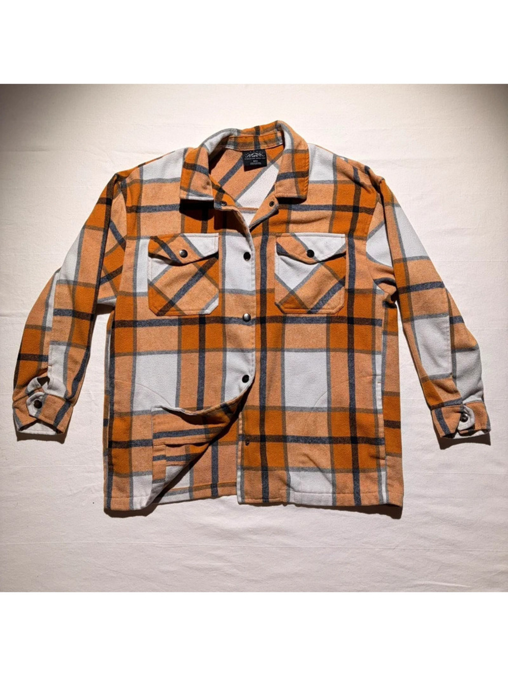 HFX Plaid Shacket Mens Small Snap Front Workwear Ranchcore